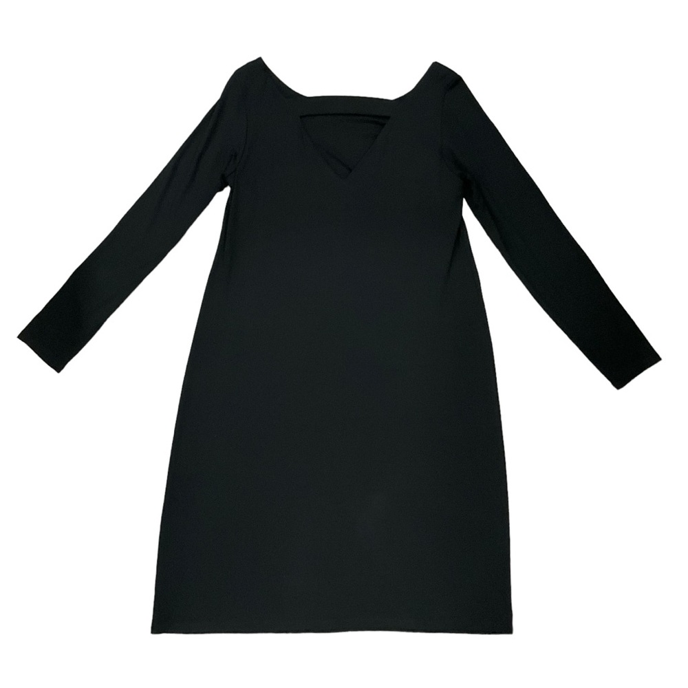 Eileen Fisher Shift Dress Black Ballet Neck Cut-Out Back Classic LBD  Si… - Picture 7 of 16